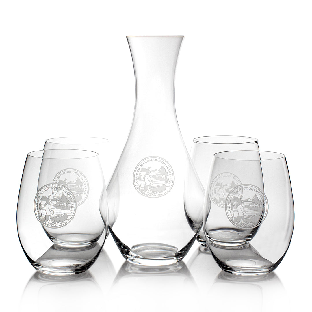 Riedel Stemless Wine Glass (4) w/ Decanter (1) in Gift Box - Prize Possessions