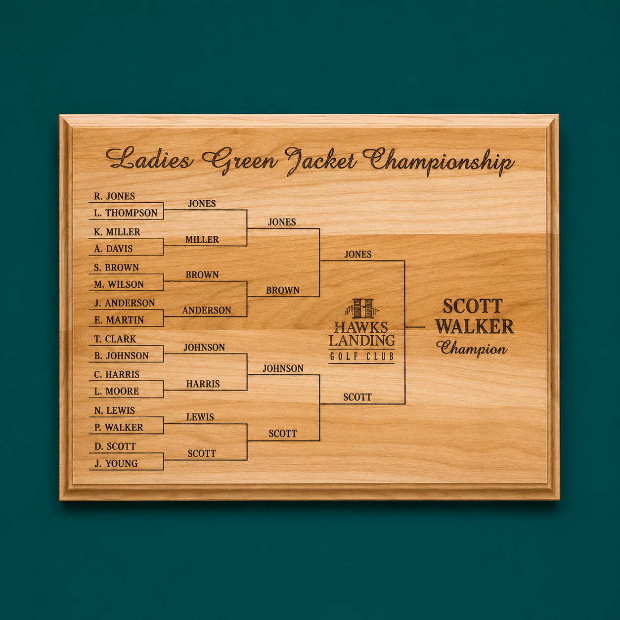 Wood Championship Plaque (8 Names Included)
