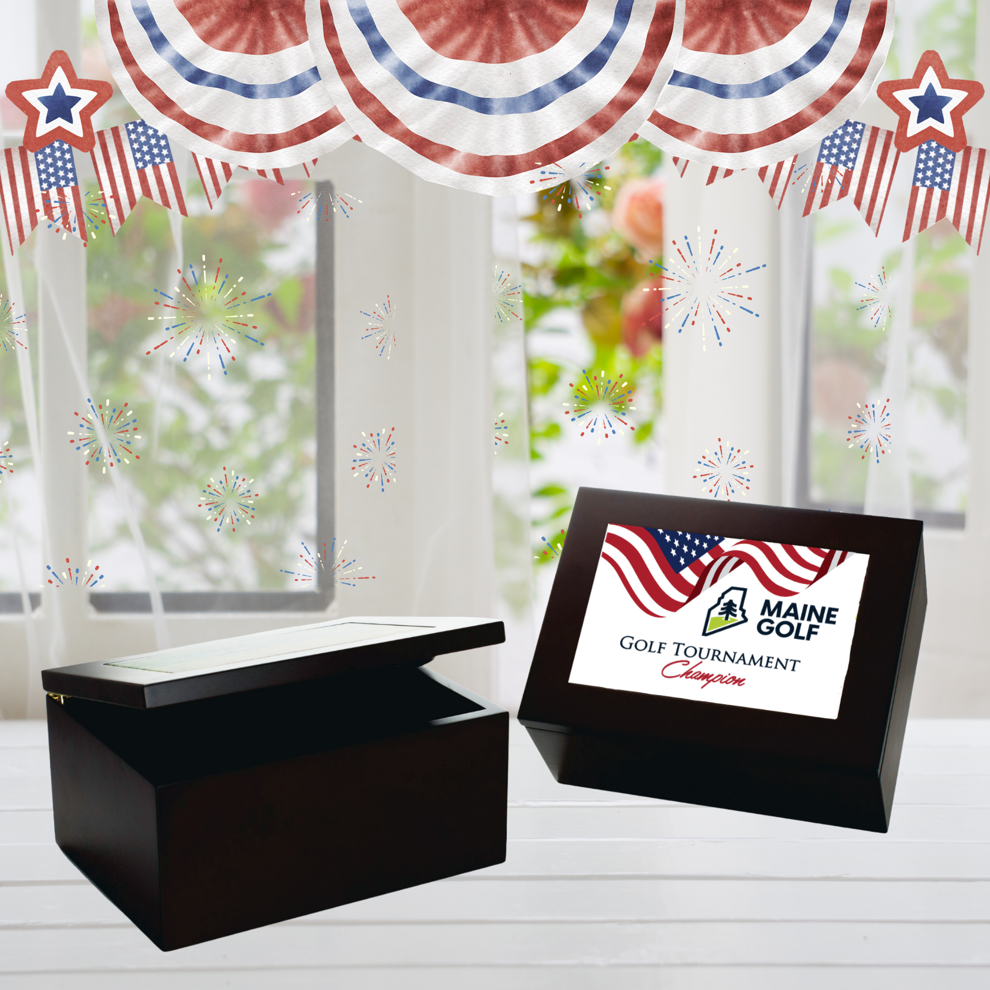 Rosewood Finish Box with Tile Insert