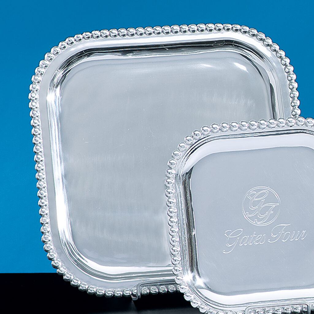 Pewter Pearled Square Tray