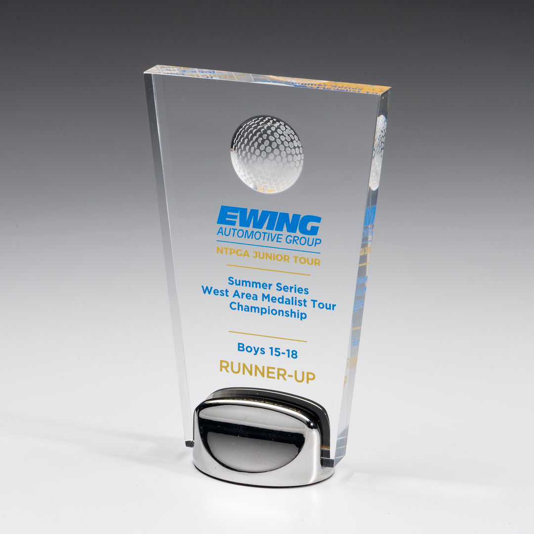 Acrylic Golf Ball Award w/ Metal base - Prize Possessions