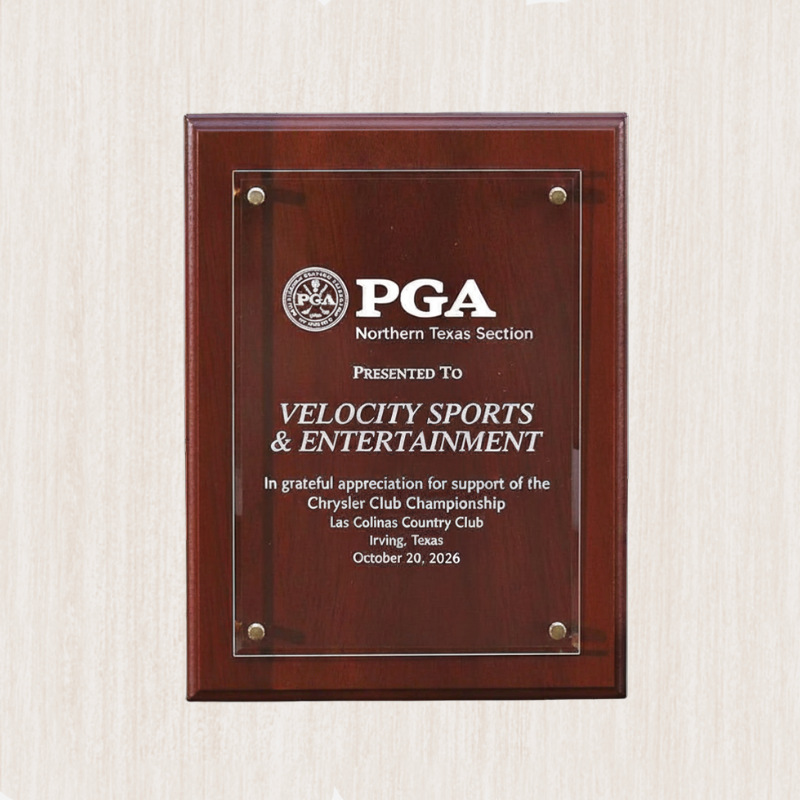 Glass/Rosewood Plaque