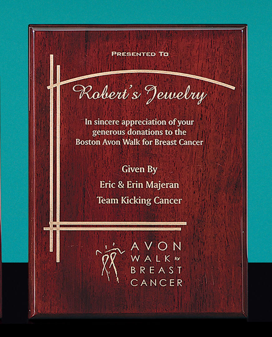 Rosewood Plaque - Prize Possessions