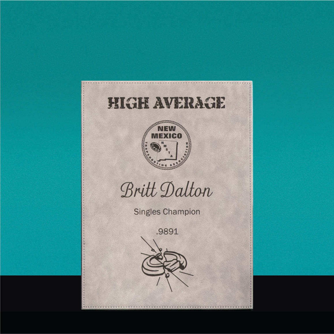 Grey Leatherette Plaque - 8797