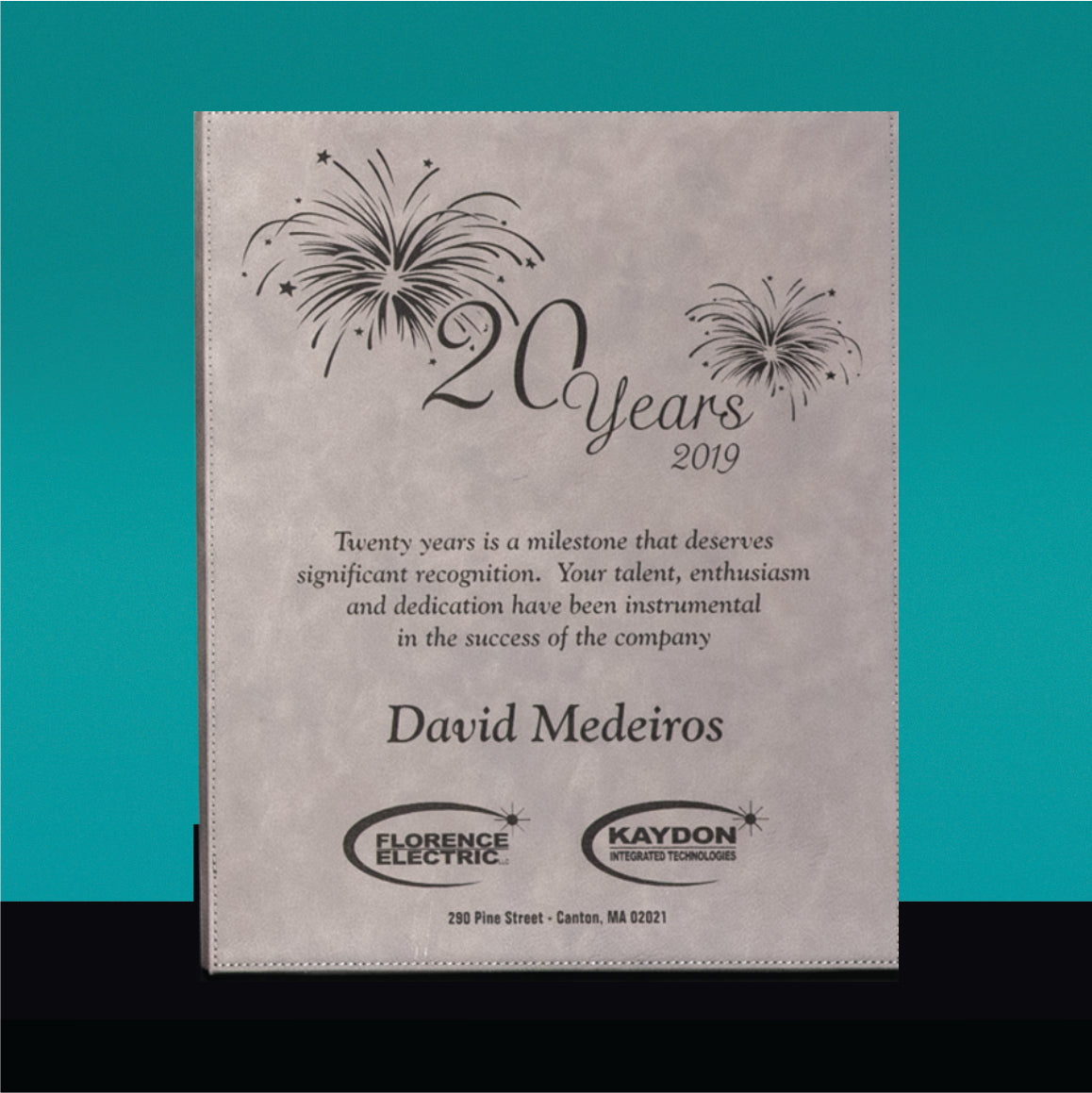 Grey Leatherette Plaque - 8797