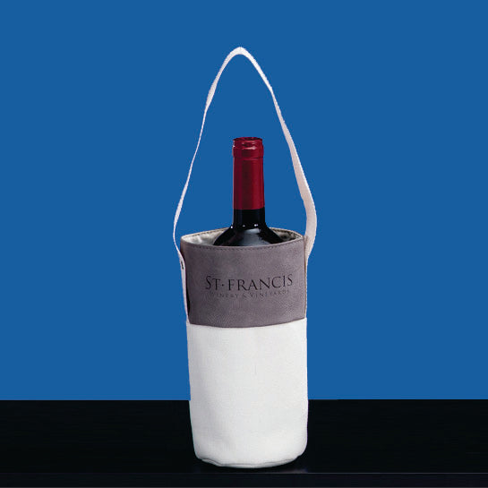 Grey Leatherette Canvas Wine Tote - Prize Possessions