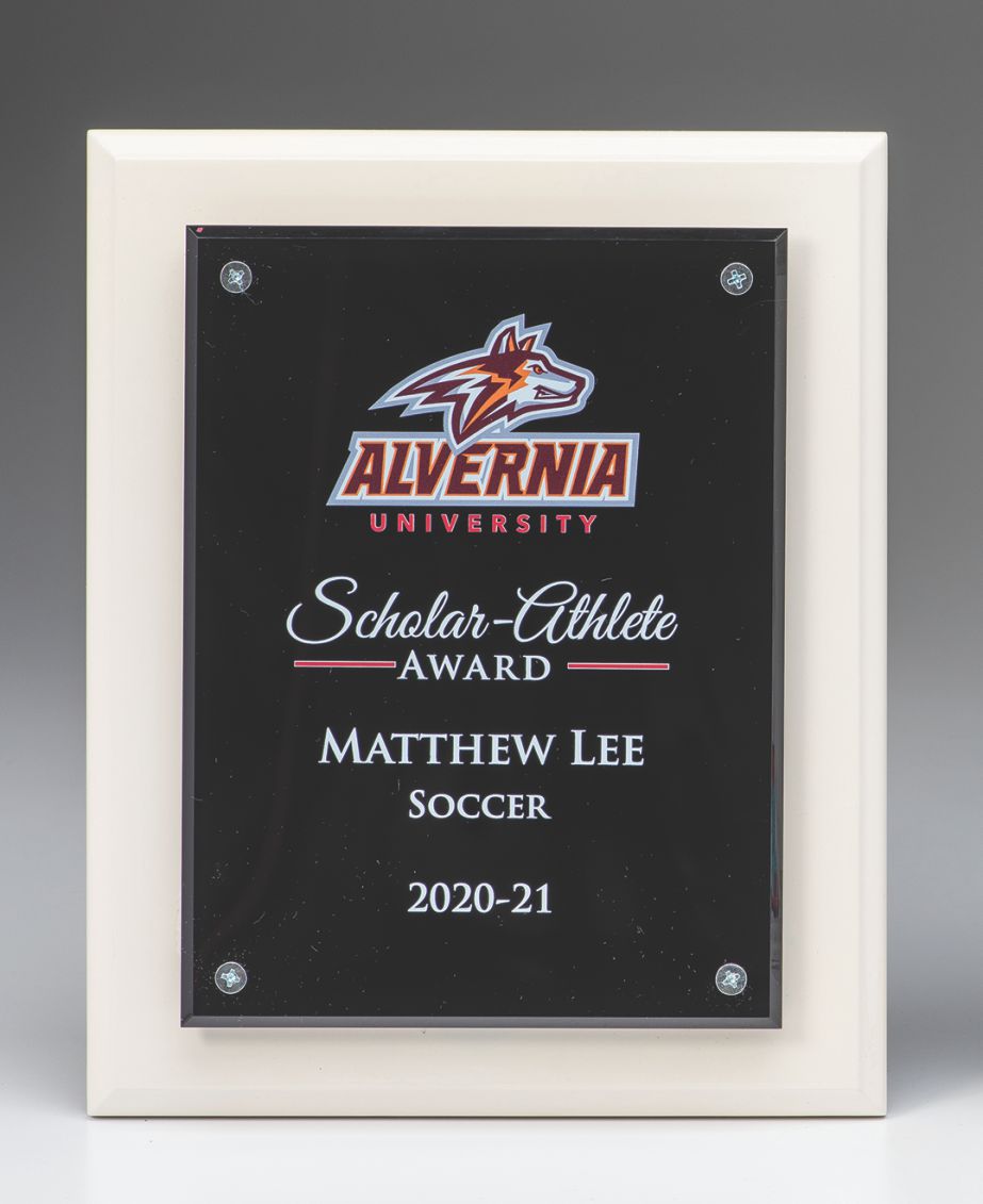 White Plaque with black acrylic plate - Prize Possessions