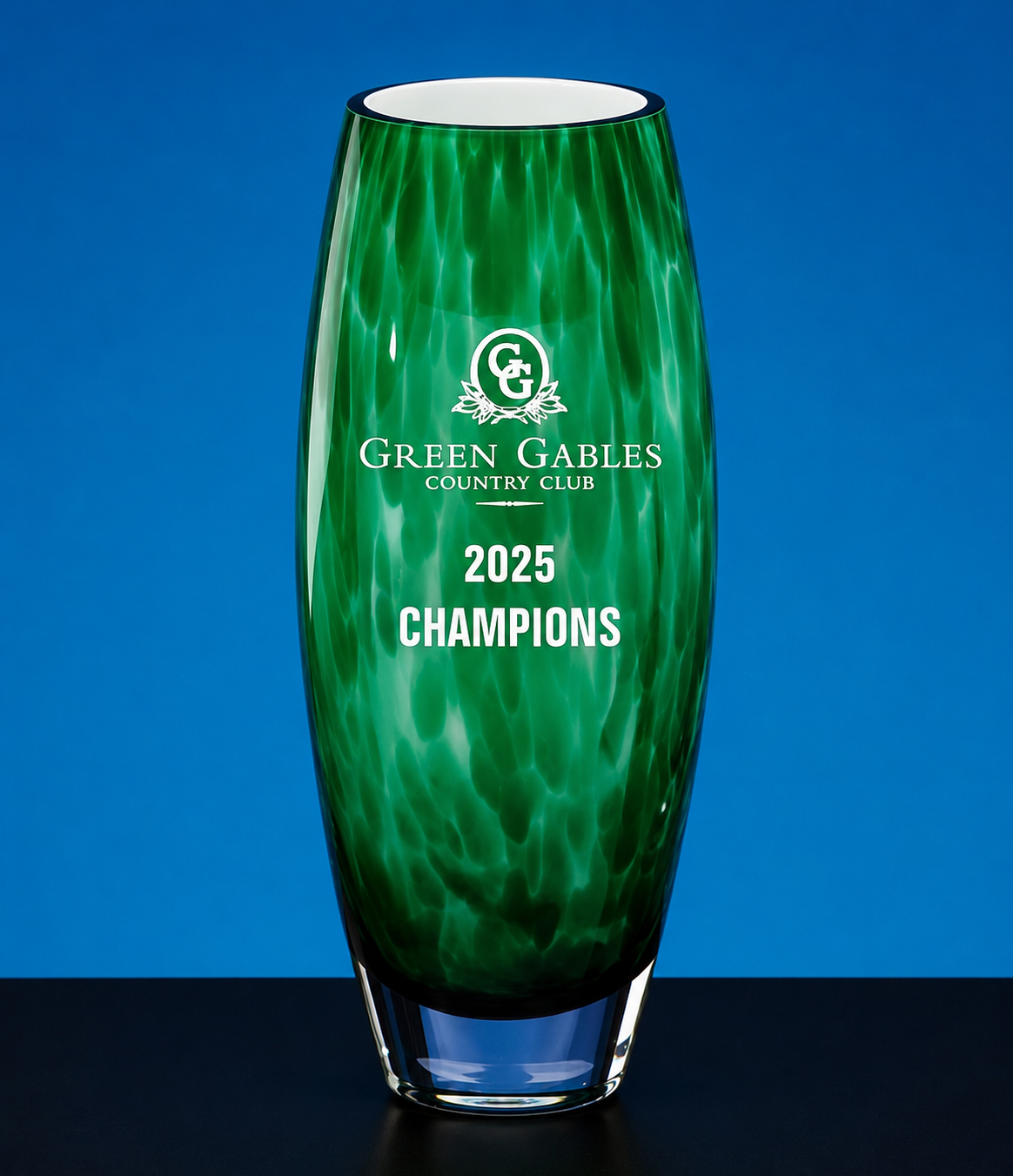 Green Glass Vase with Opal Lining