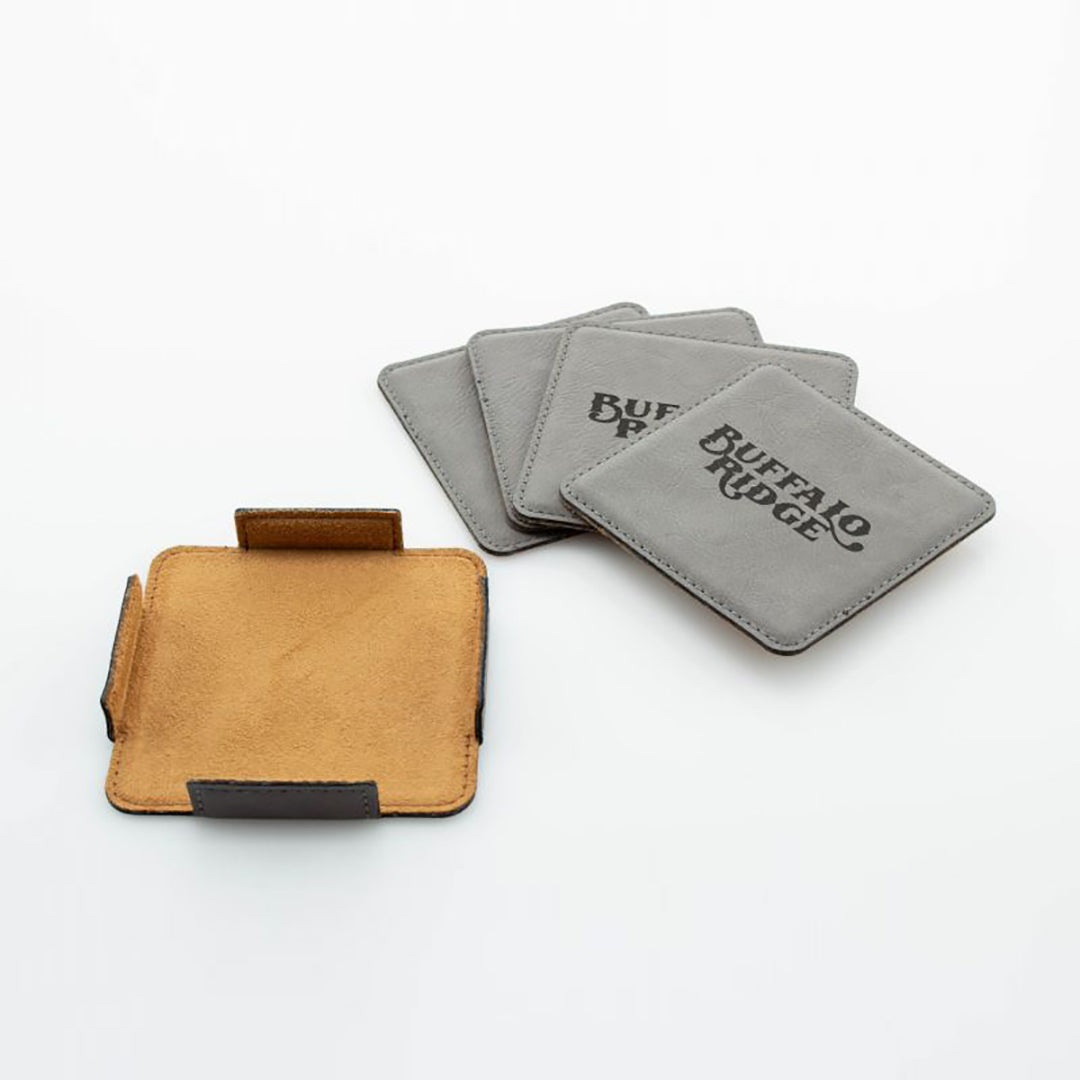 Grey Leatherette Coasters
