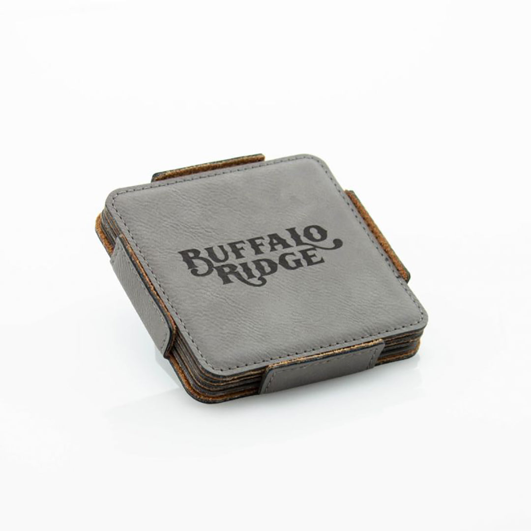 Grey Leatherette Coasters