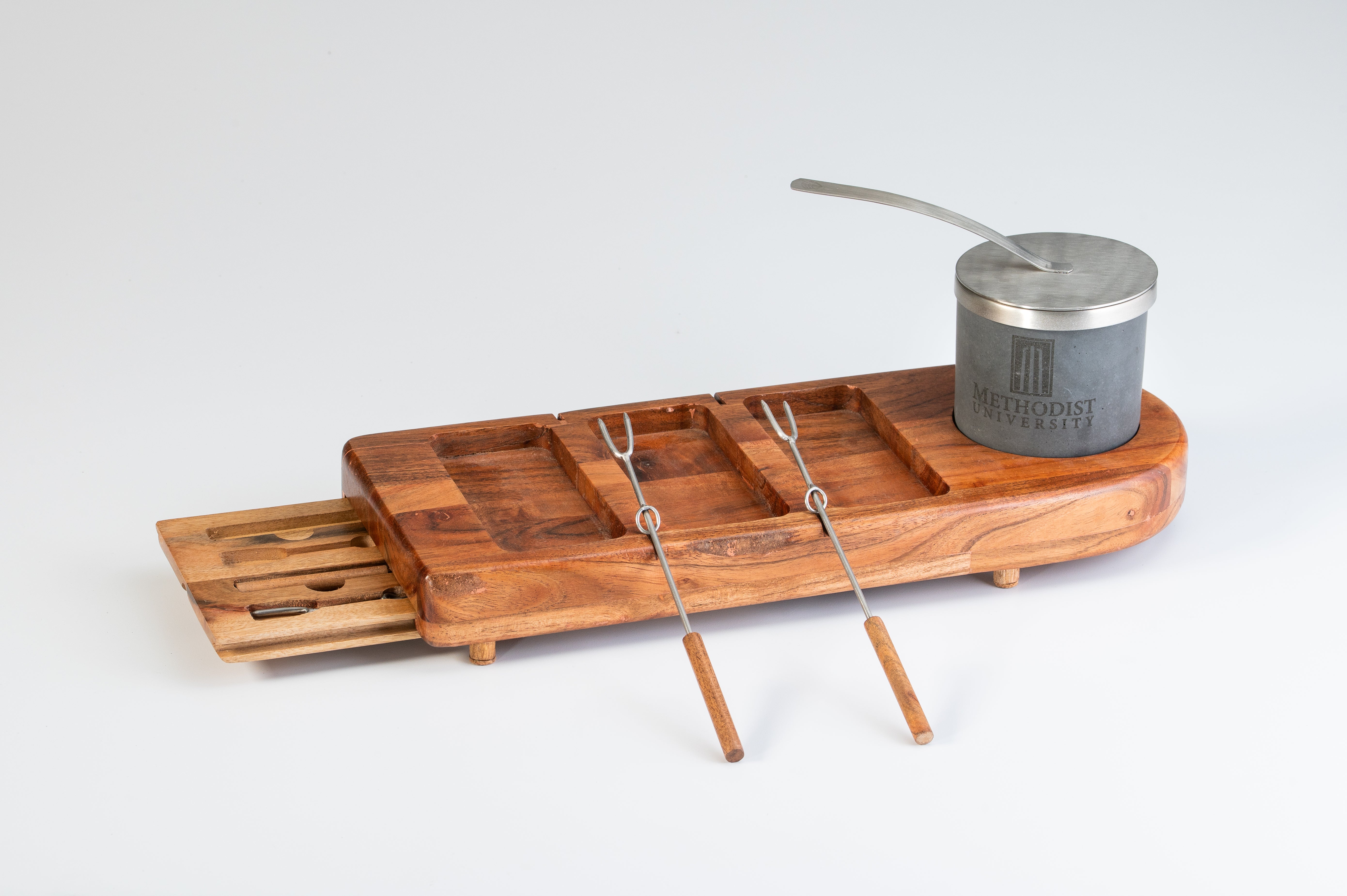 Acacia Wood Board Smores Kit with Tabletop Firepit