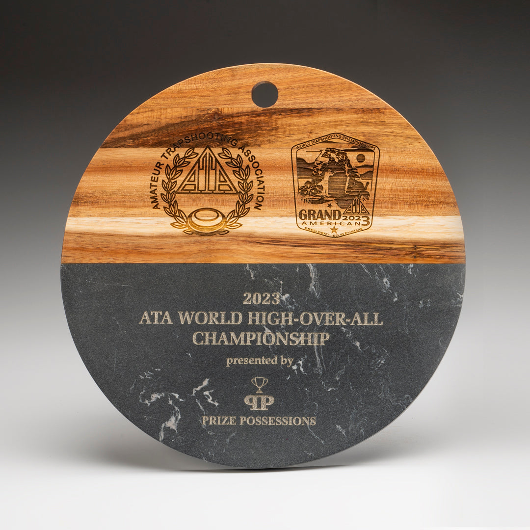 Black Marble/Acacia Round Wood Board