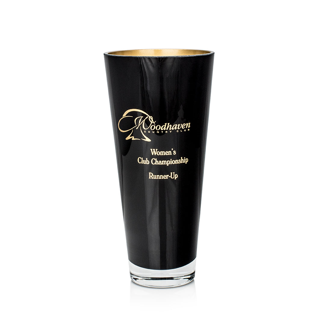 Ebony Funnel Vase with Gold Lining