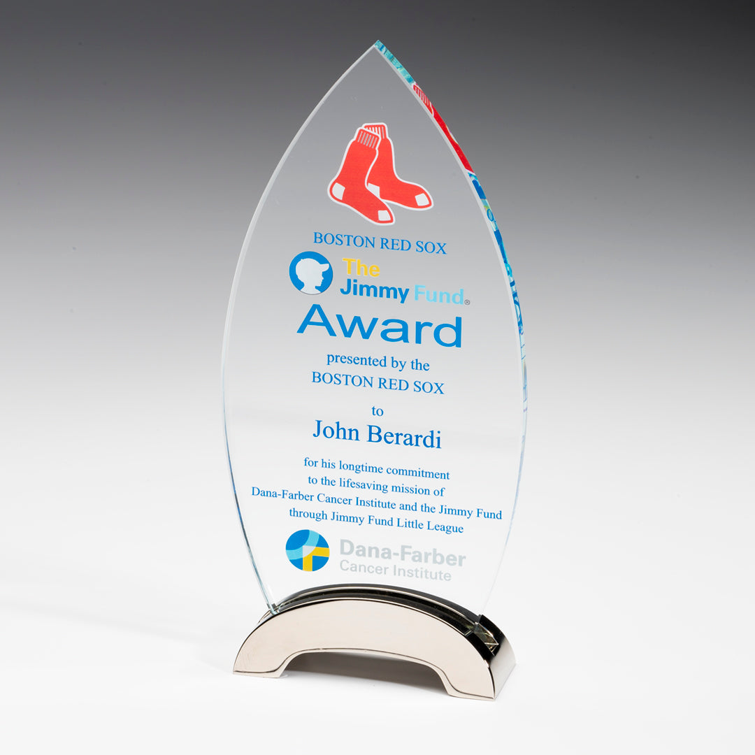 Glass Oval Platinum Award with Metal Base