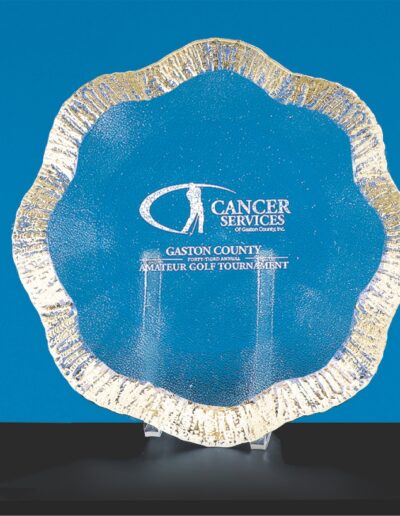 Glass Service Platter/Charger with Gold Trim