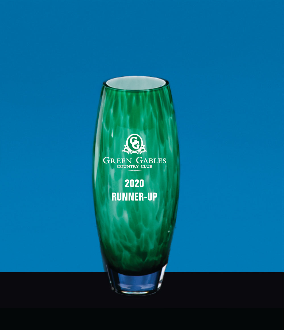 Green Glass Vase with opal lining