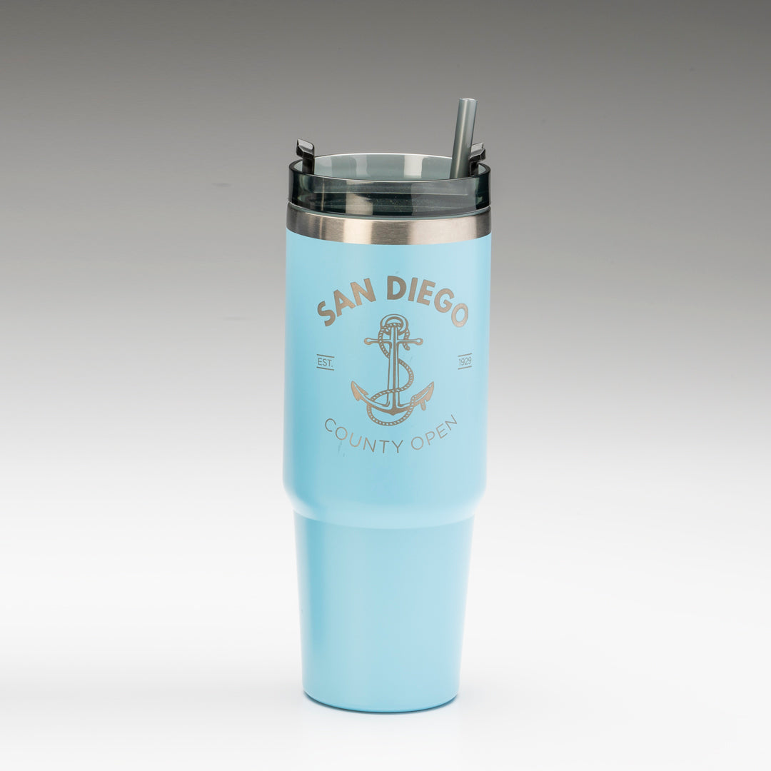 Light Blue Travel Mug with Straw