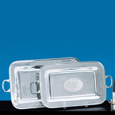 Metal Tray with Beaded Rim