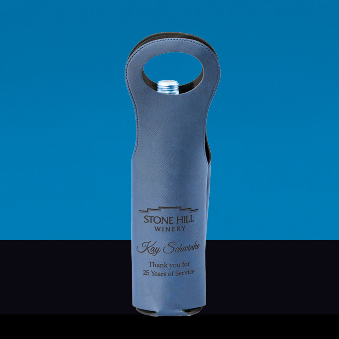 Navy Blue Leatherette Wine Holder