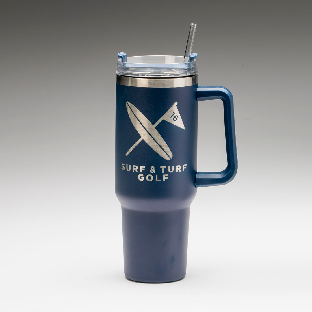Navy Blue Travel Mug with handle