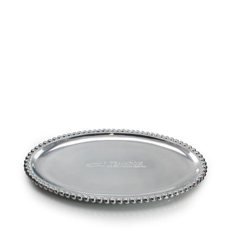 Pewter Oval Platter with Beaded Rim