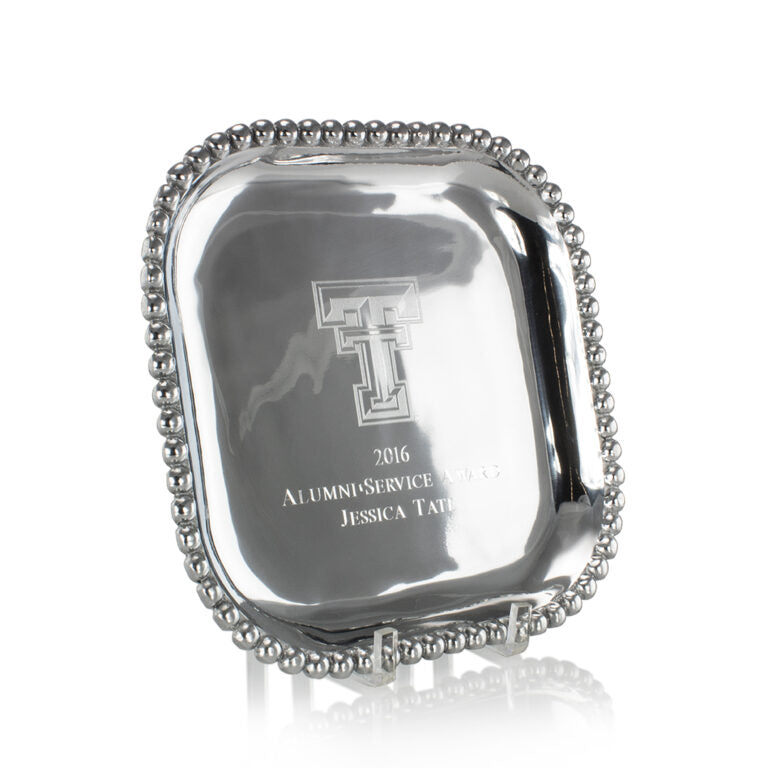 Pewter Square Tray with Beaded Rim