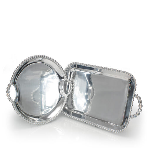 Rectangle Handled Tray with Beaded Rim