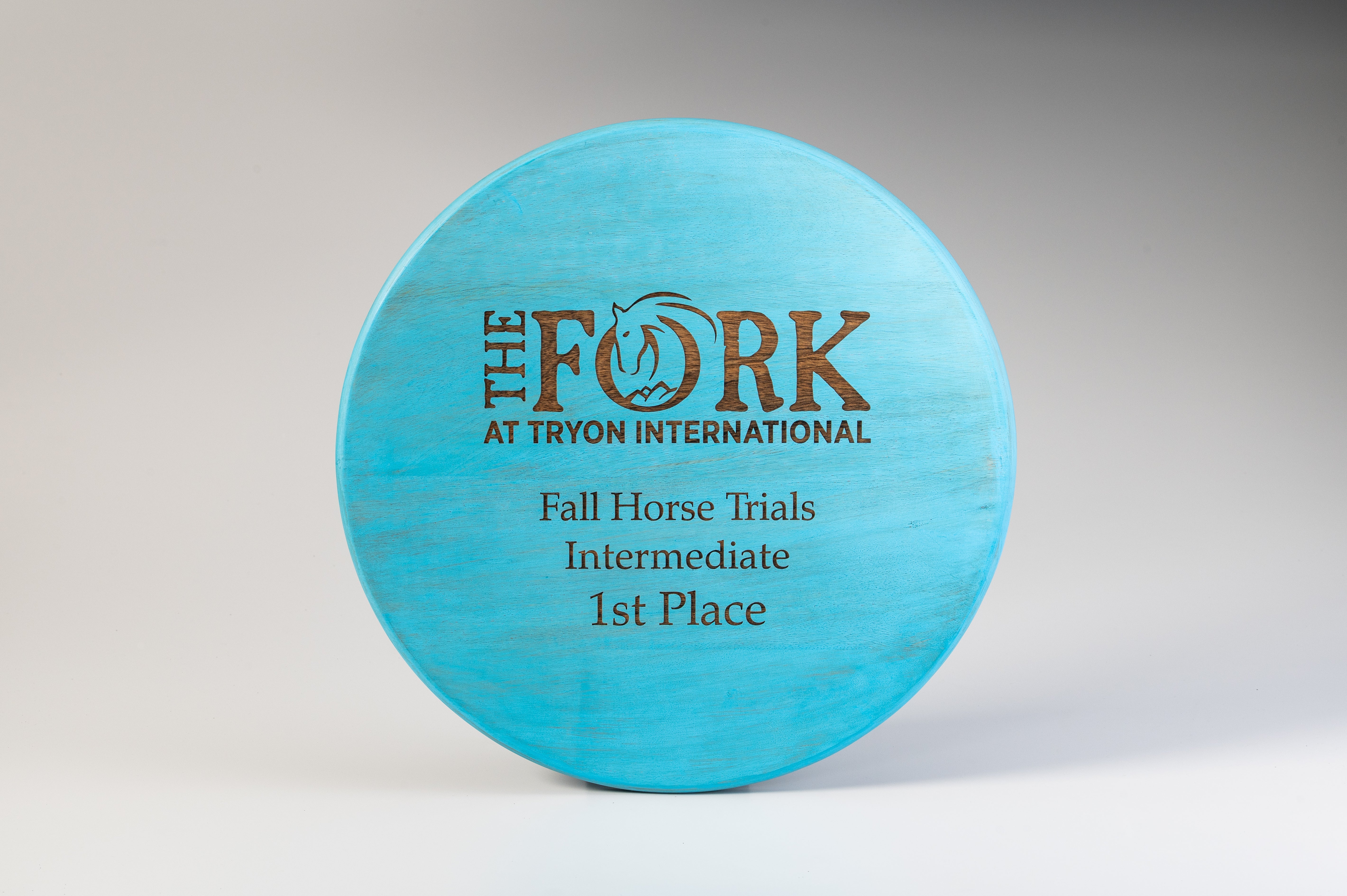 Round Blue Wood Tray