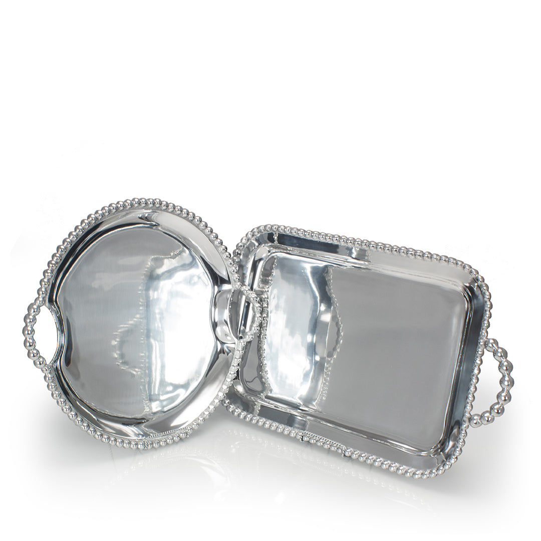 Round Handled Tray with Beaded Rim