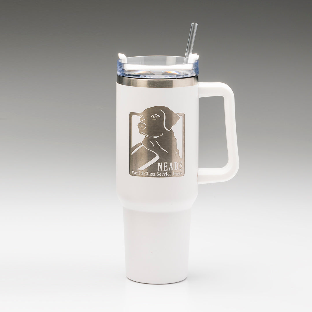 White Travel Mug with handle