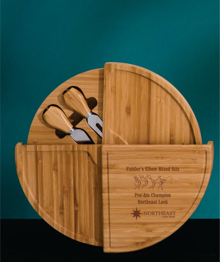 Wood Multi Level Cheese Board with Tools