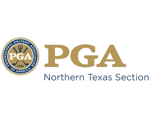 Logo for the PGA Northern Texas Section, featuring the official PGA emblem on the left and the text PGA Northern Texas Section to the right in gold and blue letters.