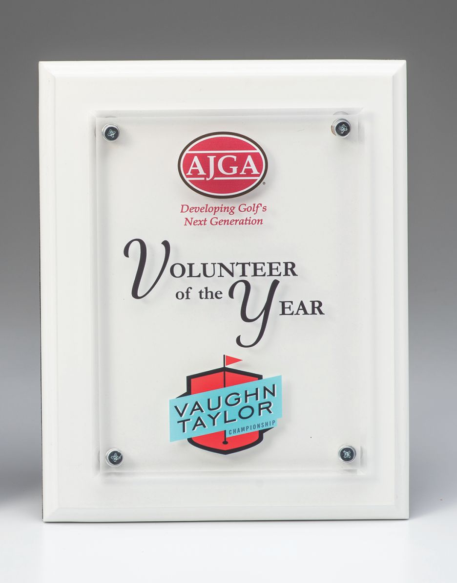 White Plaque with clear acrylic plate - Prize Possessions  