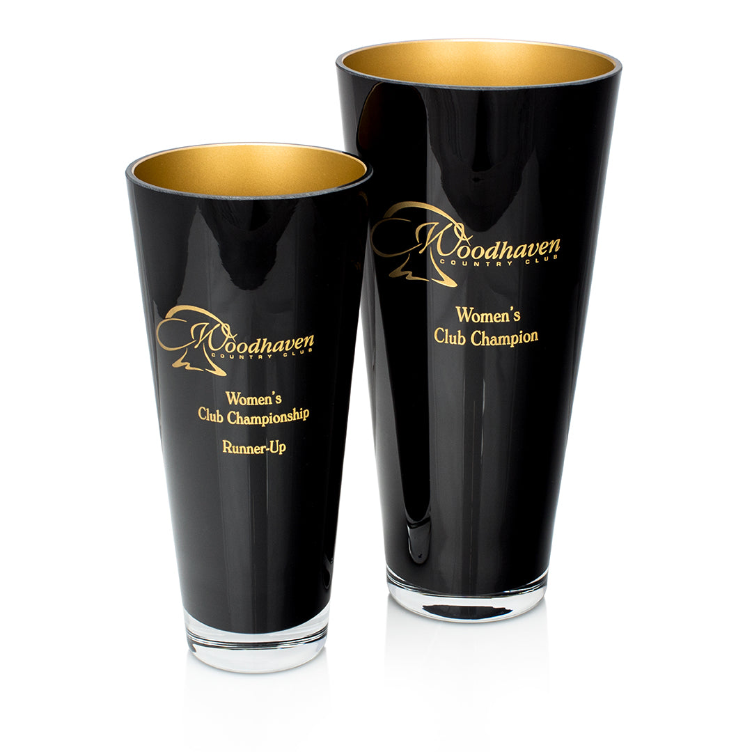 Ebony Funnel Vase with Gold Lining