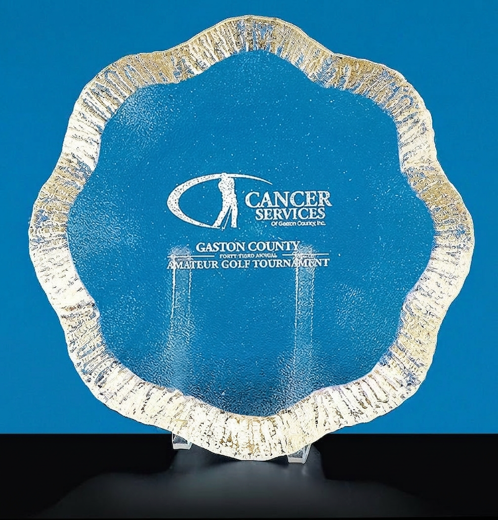 Glass Service Platter/Charger with Gold Trim