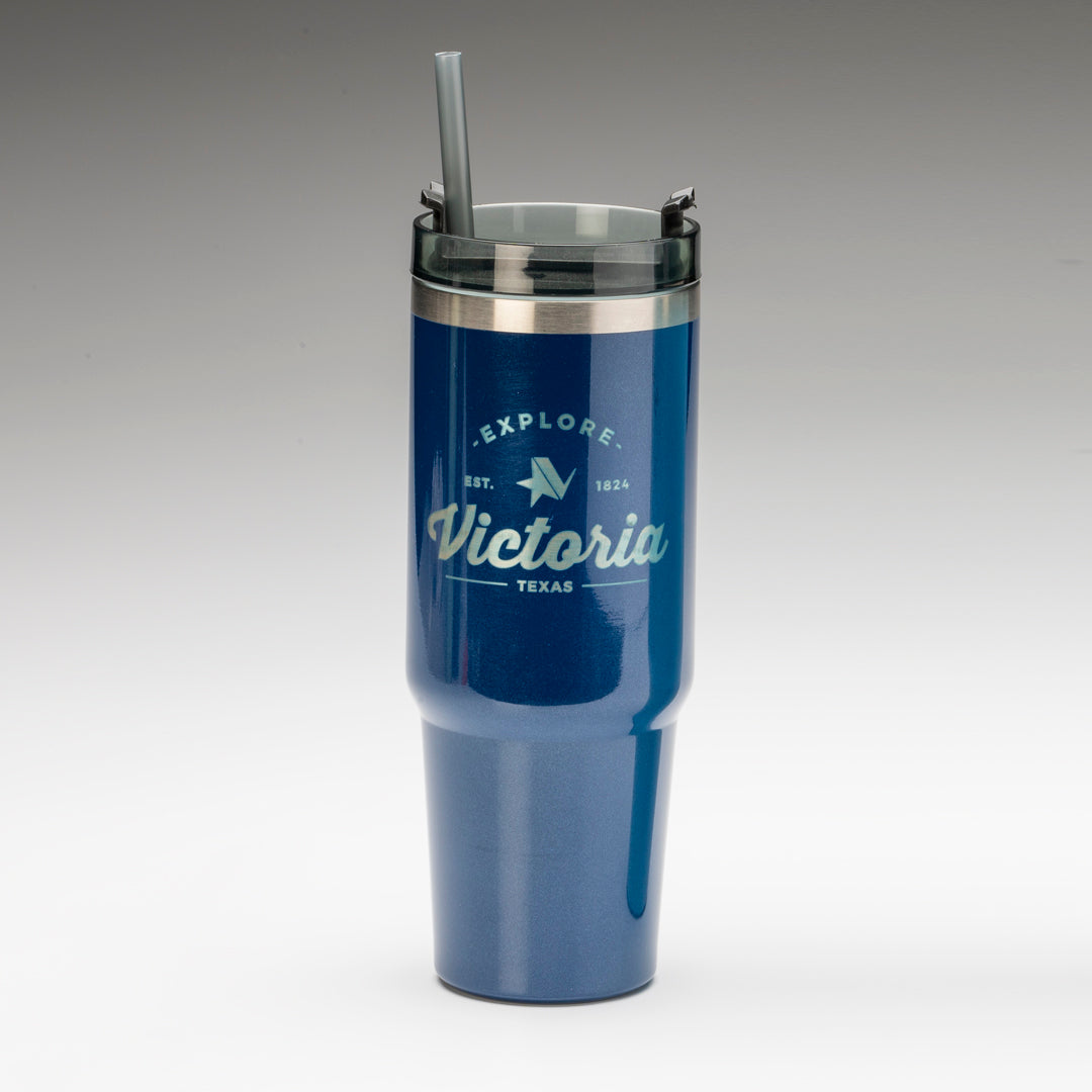 Navy Travel Mug with Straw