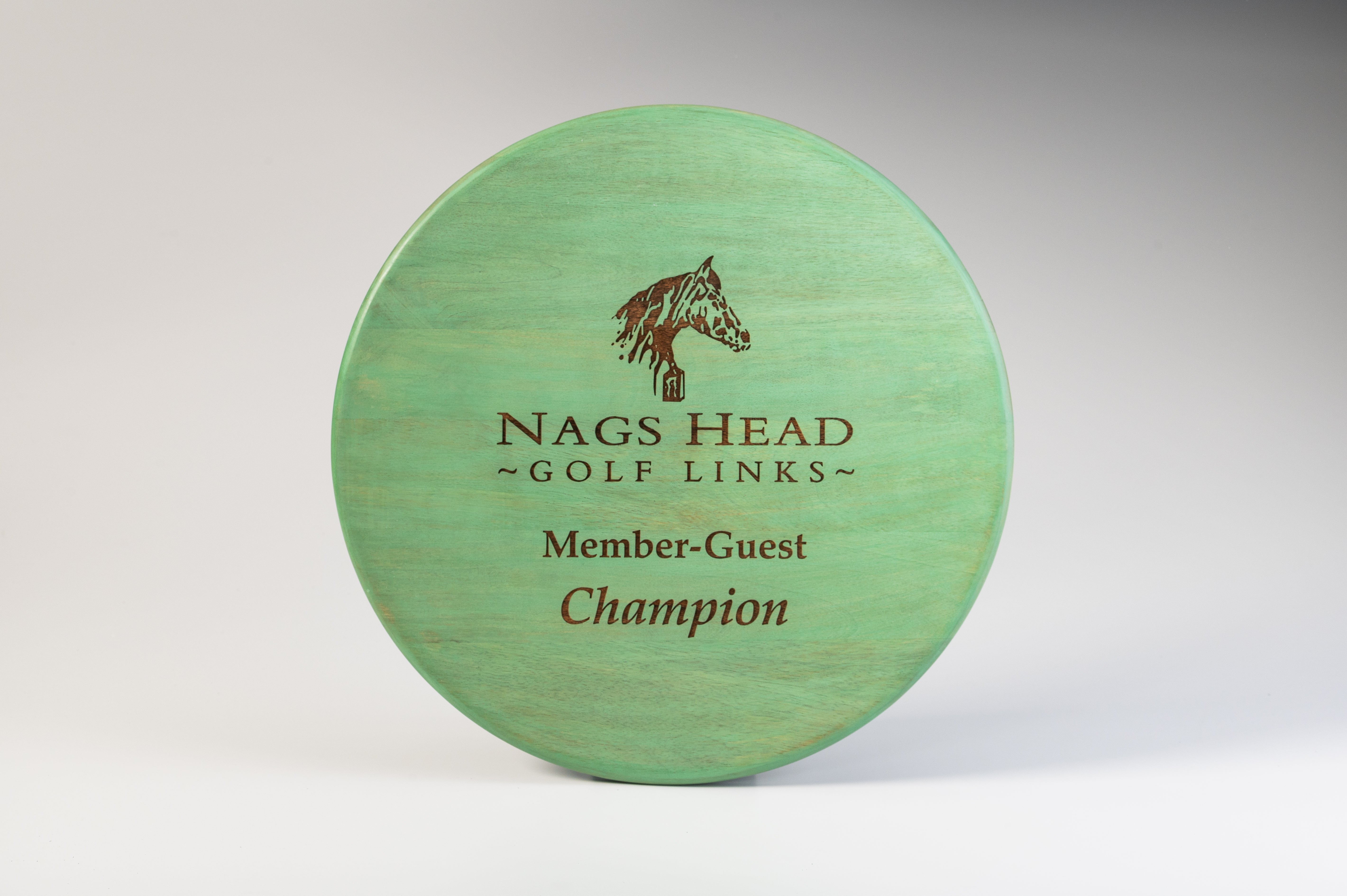 Round Green Wood Tray