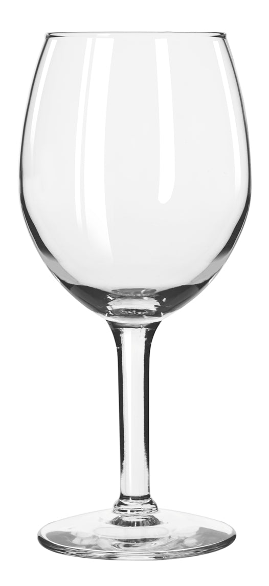The Prize Possessions Wine Glass features a clear, empty crystal design with a long stem and wide bowl, standing upright on a white background—ideal for wine tasting or adding elegance to your glassware collection.